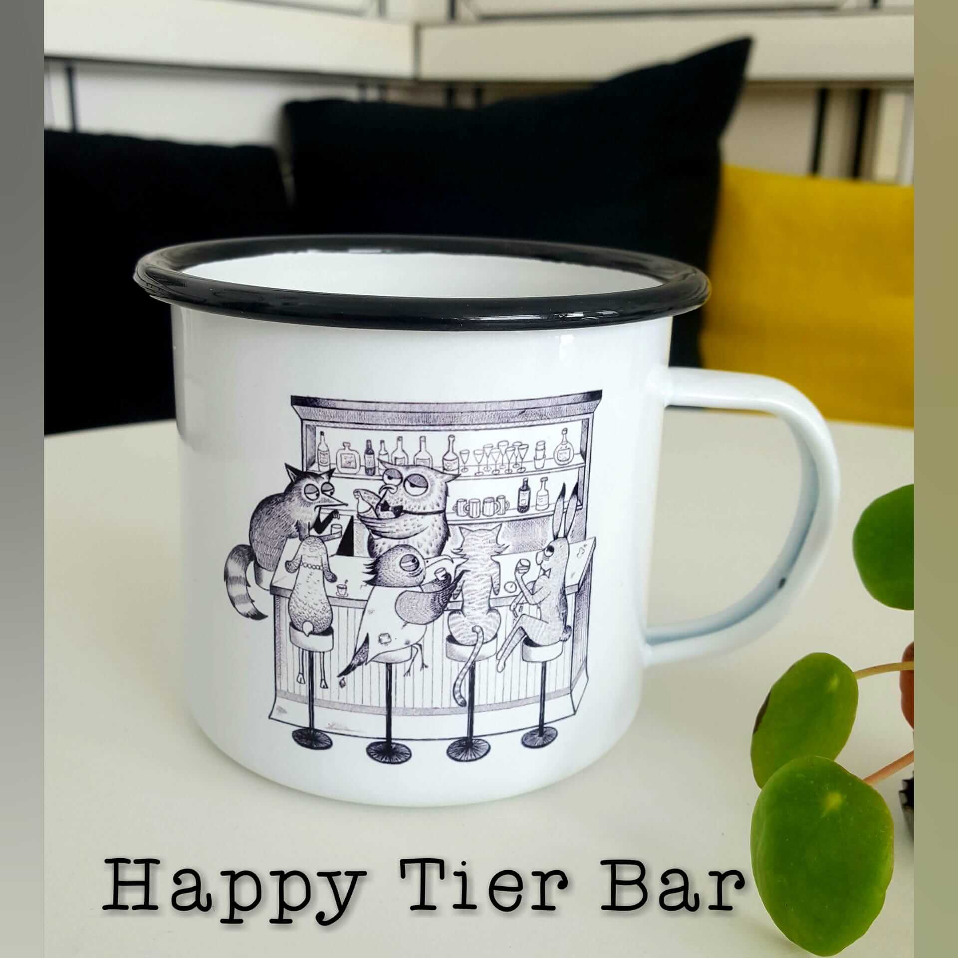 Emaillebecher - der perfekte Reisebegleiter-Kaffee- und Teetassen-Happy Tea Bar-Becher, Emaillebecher, Teegeschirr, Teeservice-Happy Tier Bar-300ml-tee-teetrinken-muenster